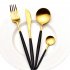 4pcs Cutlery Set Non slip Smooth Edge Comfortable Grip 304 Stainless Steel Knife Fork Set Ideal For Home Restaurant  Blue Gold 