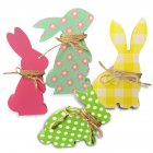 4pcs Diy Easter Wooden Rabbit Ornament With Jute Twine Easter Decorations For Spring Home Table Decor