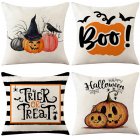 4pcs Halloween Pillow Cases Pumpkin Pillow Covers Throw Cushion Case For Sofa Couch Decorations 45 X 45cm set