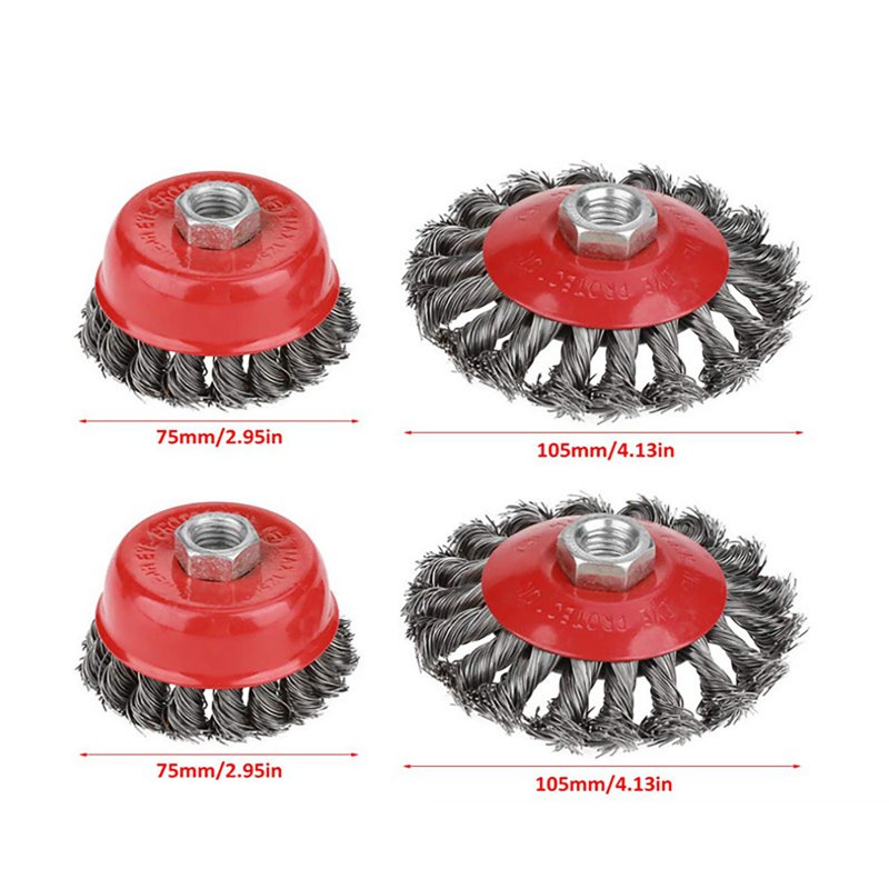 4pcs Knotted Wire Cup Brush for Angle Grinders 8500rmp Bowl Type Twisted