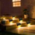 4pcs LED Solar Stairs Lights Outdoor Waterproof Garden Pathway Courtyard Patio Steps Fence Lamps Brown warm light