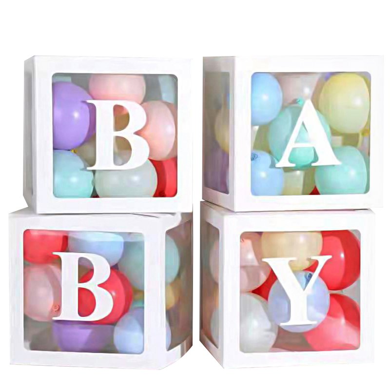 4pcs Love Love Transparent Balloon Boxes Lightweight Reusable For Baby Shower Birthday Party Valentine Day Decor BABY