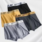 4pcs Men Underwear Trendy Graphene Middle Waist Stretch Large Size Sports Shorts For Students 4 packs (black+dark gray+light gray+yellow) 3XL