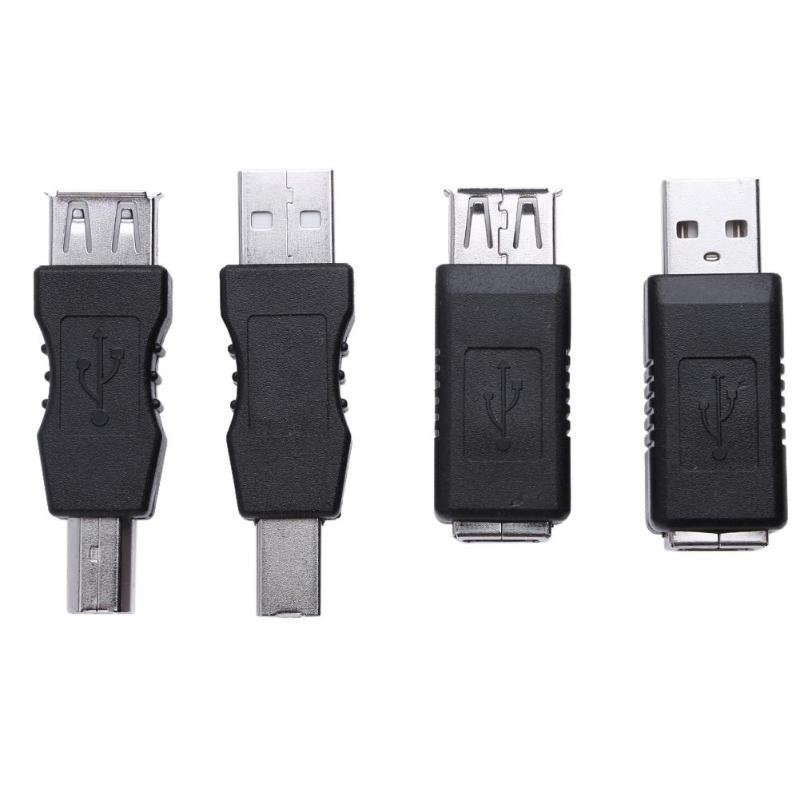 4pcs Printer USB Connector USB 2.0 Type A Female to Micro B Male Adapter Changer Connector black