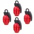 4pcs Universal Wheel Tyre Valve Caps Aluminum Grenade Bomb Shape Bicycle Tire Air Valve Cover for Car Truck Motocycle red