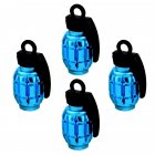 4pcs Universal Wheel Tyre Valve Caps Aluminum Grenade Bomb Shape Bicycle Tire Air Valve Cover for Car Truck Motocycle sky blue