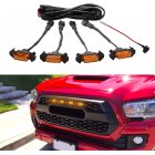 4pcs set Car  Grill  LED Lights With Harness Fuse Upgrade For Automobile Modification Amber shell amber light