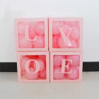 4pcs/set DIY Transparent Box Blocks for Wedding Birthday Party Ballons Decoration LOVE balloon box (pink)
