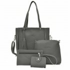 4pcs/set Fashion Lychee Pattern Tassel Tablet Phone Storage  Bag Wear-resistant Zipper Mother-and-child Bag Female Bag Set Dark gray