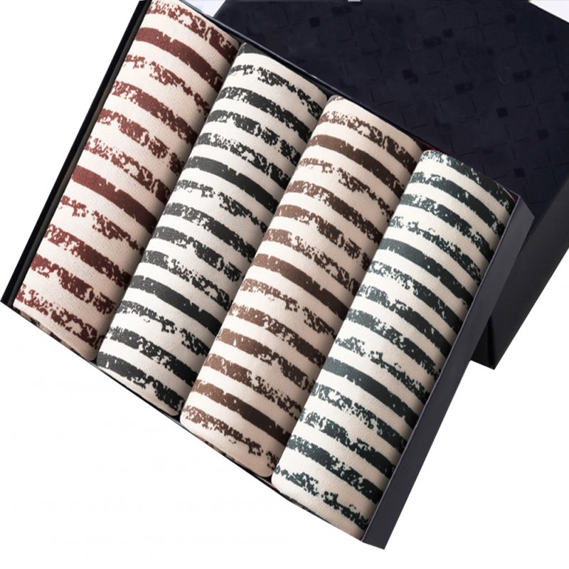 4pcs/set Man Box-packed Fashion Breathable Underwear Colorful Boxers classic stripe_XL
