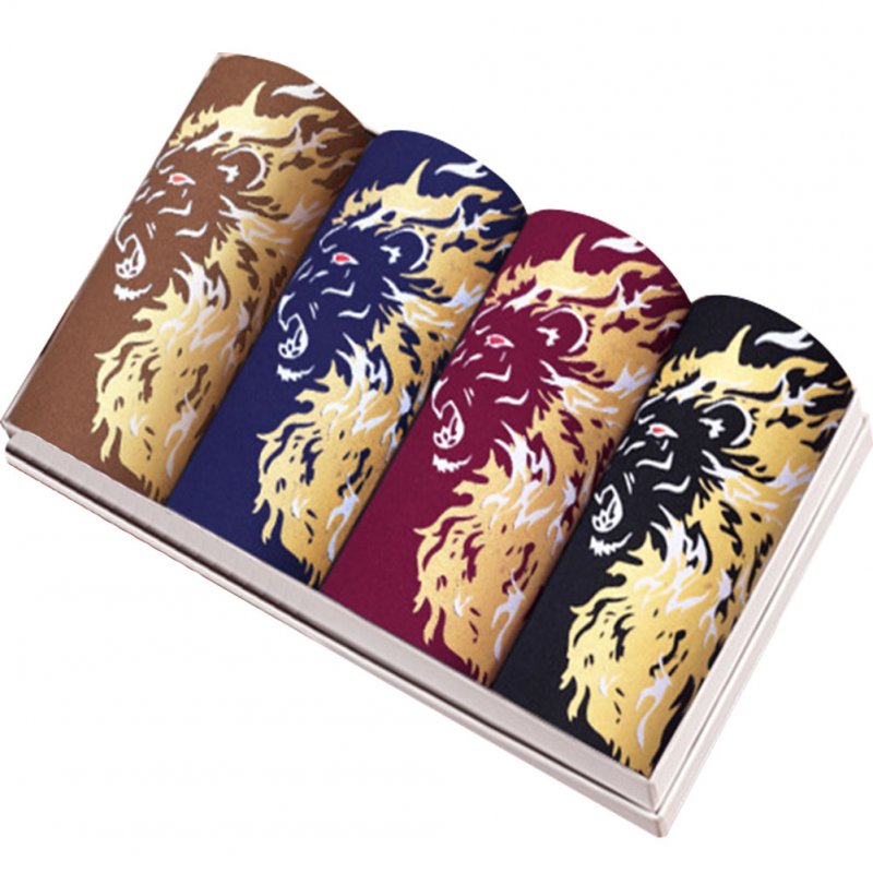 4pcs/set Man Middle Waist Underwear Breathable Bamboo Fiber Dragon Pattern Boxers 4 colors, 4 boxes_XXXL