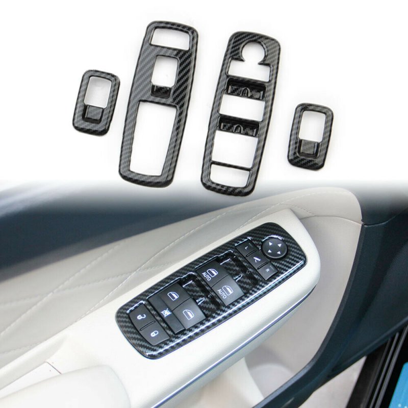 4pcs/set Window Switch Carbon  Fiber  Grain Panel For Chrysler 300 2015-2021 Chrysler 300 Carbon black