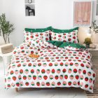 4piece set Chemical Fiber Bedding  Cover  Set For Student Dormitory Bed Pillow Quilt Cover Sheet Cute Strawberry K 1 8 four piece set