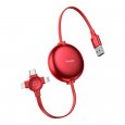 Baseus 3 in 1 USB Retractable Cable Red