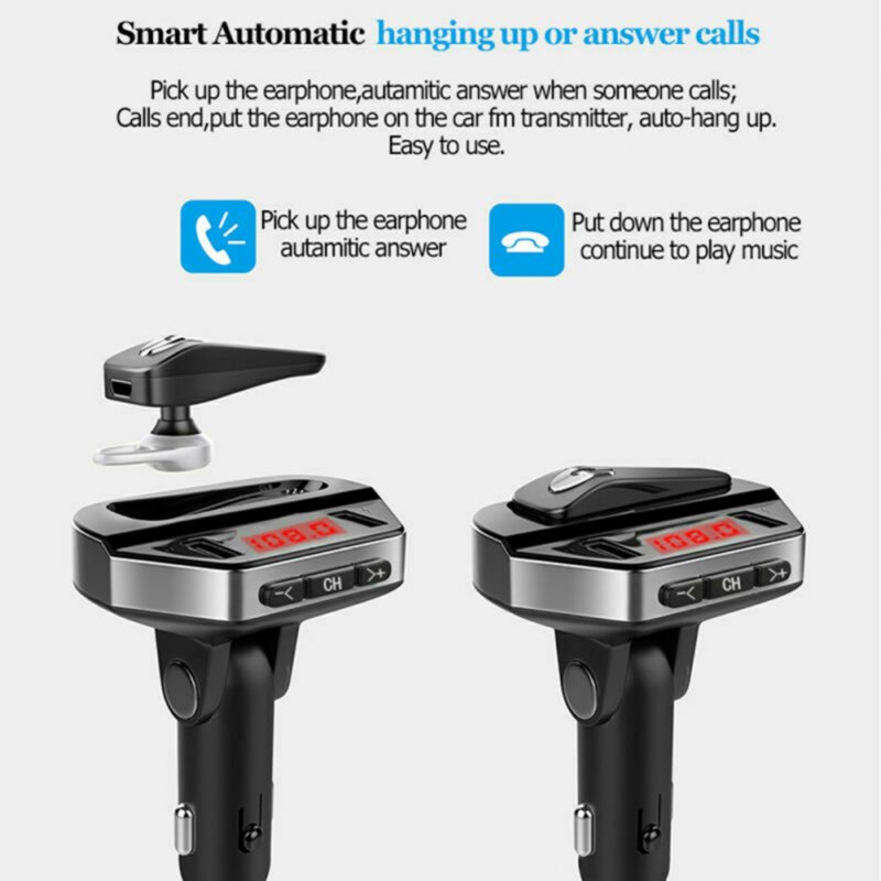 V6 Wireless Car FM Transmitter Usb Charger Adapter Bluetooth Hands-free 