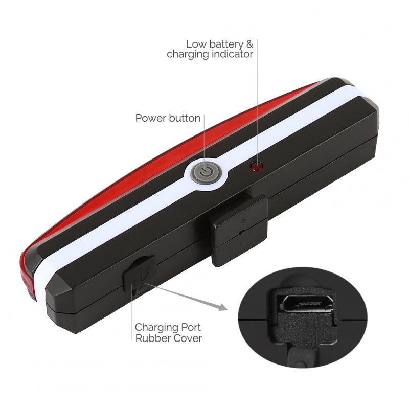 USB Rechargeable Bike Tail Light, Powerful 100 Lumens LED 5 Modes Flashing Safety Light