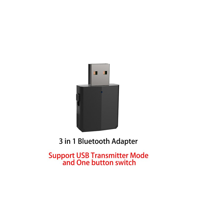 5.0 USB Bluetooth Transmitter for TV 3.5mm Mini Car Bluetooth Receiver AUX Stereo Music with Changing Switch Wireless Adapters black