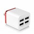 5 1A USB Power Adapter Wall Charger 4 Ports Travel Charger Cube Block red US plug