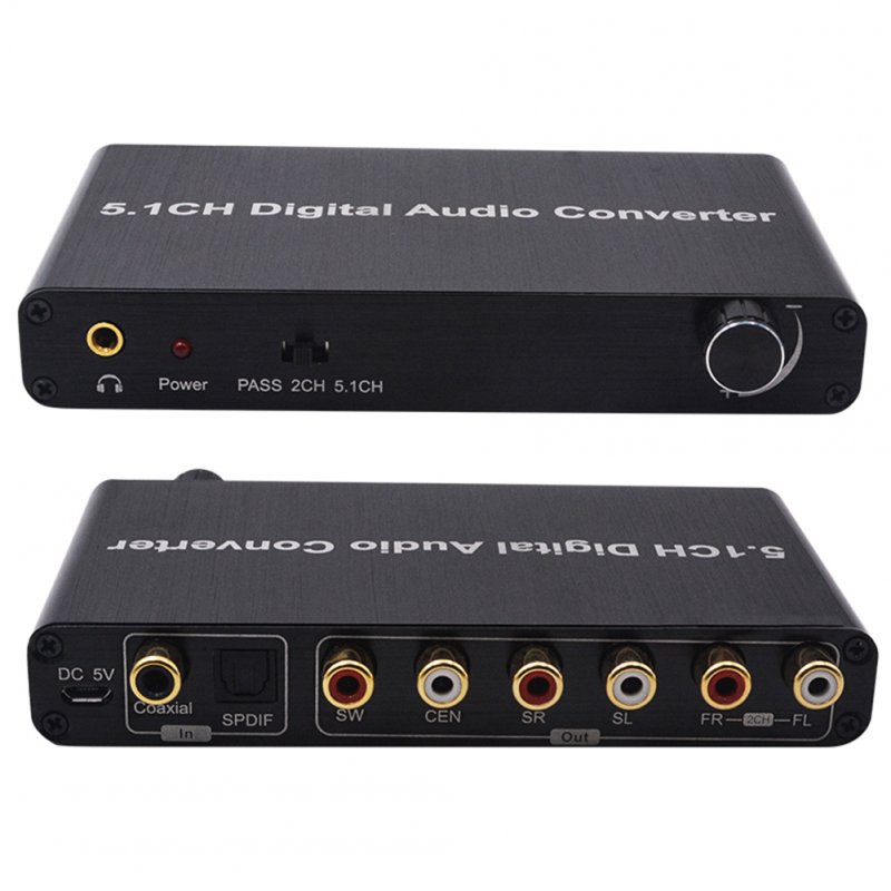 5.1ch Digital Audio Converter Spdif Input to 5.1 Channel Sound Decoder Converter