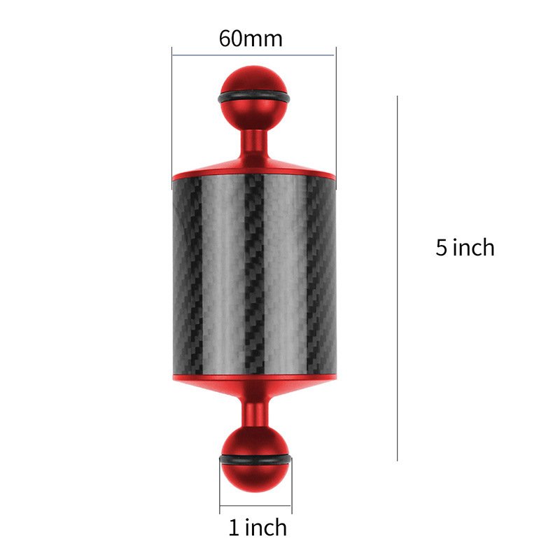 5/8/10/12 Inch Carbon Fiber Float Buoyancy Aquatic Arm Dual Ball Floating Arm Diving Camera Underwater Diving Tray red