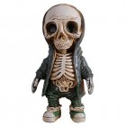 5.9Inch/15CM Halloween Skeleton Figurines 4 Different Styles Mini Resin Skeleton Statue Ornaments For Table Decorations Green B