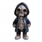 5.9Inch/15CM Halloween Skeleton Figurines 4 Different Styles Mini Resin Skeleton Statue Ornaments For Table Decorations Navy blue C