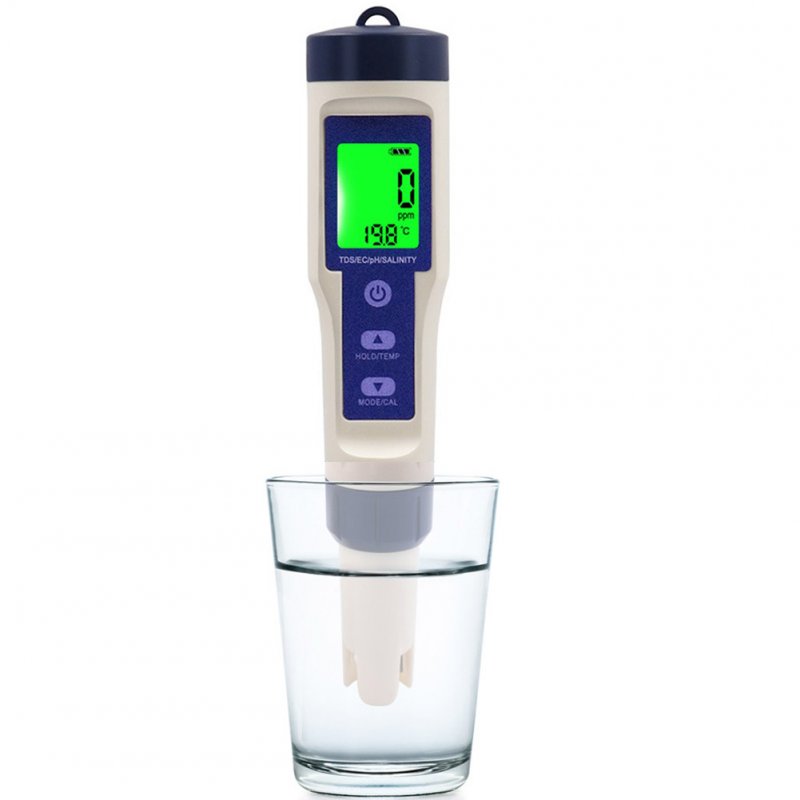 5 In 1 Digital Water Quality Monitor Tester Tds/ec/ph/salinity/temperature Meter For Swimming Pool Drinking Water Aquarium 9909 with Backlight