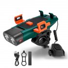 5 In 1 Multifunctional Bicycle Head Light, Bicycle Front Light, Horns, Mobilephone Holder, Recharge Pal, Warming Light Design With 3000mAh Lithium Battery For Cycling B turquoise