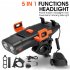 5 In 1 Multifunctional Bicycle Head Light  Bicycle Front Light  Horns  Mobilephone Holder  Recharge Pal  Warming Light Design With 3000mAh Lithium Battery For C