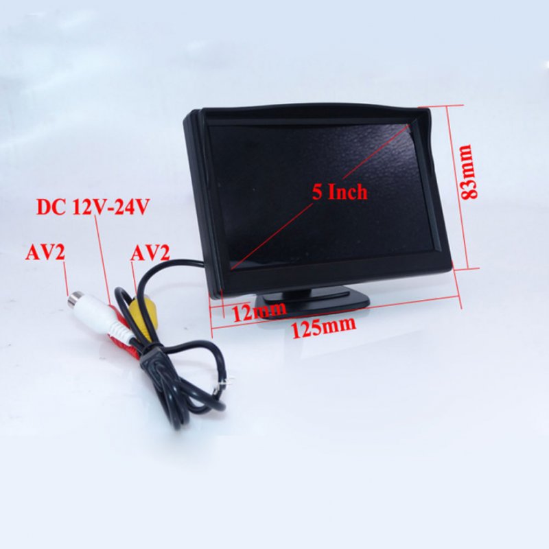 5 Inch Desktop  Monitor With Sunshade Reversing Monitor For Car No Camera black