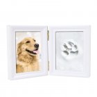 5 Inch Multi-functional Pawprint Kit Non Polluting Solid Wood Picture Frame Set For Dogs Cats Rabbits (23 x 15.5 x 2cm) white clay white frame