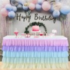 5 Layers Wavy Spliced Chiffon Table Skirt for Wedding Party Decoration color_14FT