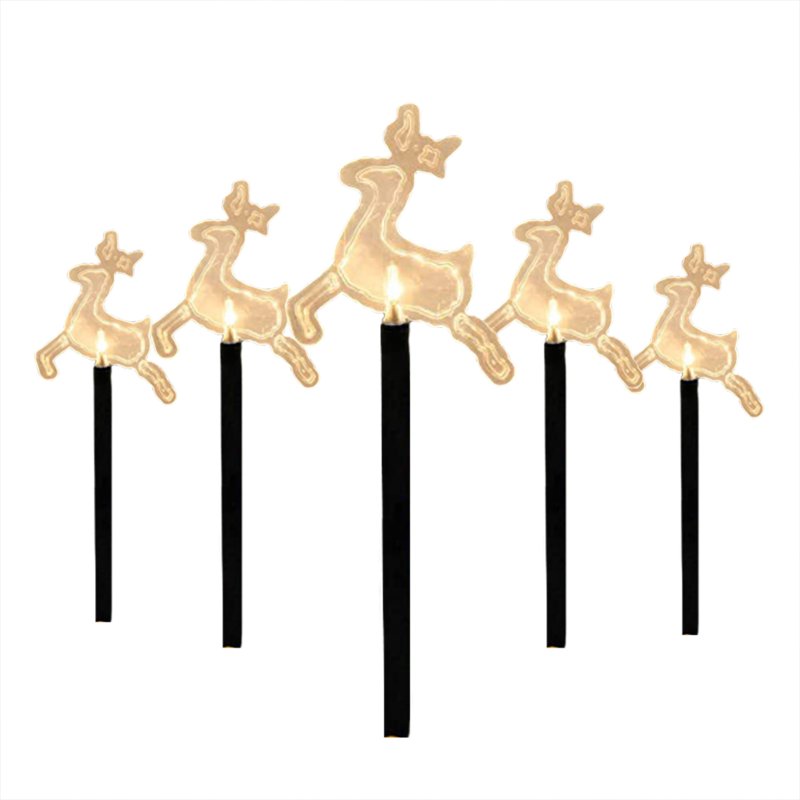 5 Pack 2V Outdoor Solar Lights With Solar Panels Solar Powered Garden Lights Christmas Decorations For Patio Yard Pathway Reindeer