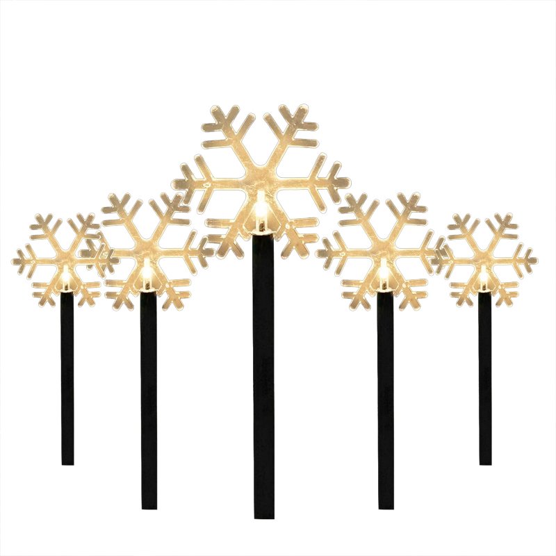 5 Pack 2V Outdoor Solar Lights With Solar Panels Solar Powered Garden Lights Christmas Decorations For Patio Yard Pathway Snowflakes