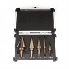 5 Pcs Drill Bits Sets Drill Bit Set For Metal 50 Sizes High Speed Steel Multiple Hole Stepped Up Bits For Steel Brass Wood Plastic DIY Lovers 4241 5-piece step drill set