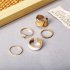 5  Pcs set  Alloy  Ring Joint Ring Creative Simple Retro White Edge Butterfly Ring Set Golden