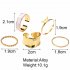 5  Pcs set  Alloy  Ring Joint Ring Creative Simple Retro White Edge Butterfly Ring Set Golden
