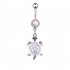 5  Pcs set Belly  Button  Ring Stainless Steel Diamond Pendant Tassel Combination Set Silver