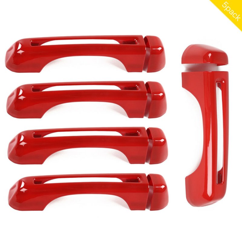 5 Pcs/set Door/tail Door  Outer  Handle  Cover Trim Decor B Type For Wrangler Jl [18 Years+] Red