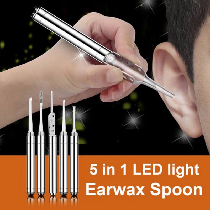 Flashlight Luminous Earwax Spoon Tweezers