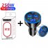 5 Port USB Car Charger With LED Light Display Voltage Monitor Fast Charging Cigarette Lighter Adapter For Smart Phone White