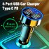 5 Port USB Car Charger With LED Light Display Voltage Monitor Fast Charging Cigarette Lighter Adapter For Smart Phone black