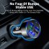 5 Port USB Car Charger With LED Light Display Voltage Monitor Fast Charging Cigarette Lighter Adapter For Smart Phone White