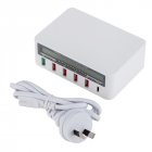 5 Port USB QC 3.0 Quick Charger LCD Voltage Current Display for <span style='color:#F7840C'>iPhone</span> iPad Samsung white_AU plug