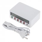 5 Port USB QC 3.0 Quick Charger LCD Voltage Current Display for iPhone iPad Samsung white_EU plug