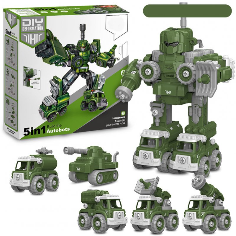 5-in-1 Assembled Deformation Robot Toy Disassembly Assembly Engineering Vehicle Toys For Boys Collection