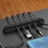 5 in 1 Cable Organizer Silicone USB Cable Desktop Tidy Wire Management Clips Cable Holder for TV Notebook Computer Office black