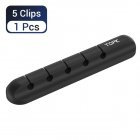 5-in-1 Cable Organizer Silicone USB Cable Desktop Tidy Wire Management Clips Cable <span style='color:#F7840C'>Holder</span> for TV Notebook Computer Office black