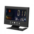 5-in-1 Led Digital Alarm Clock Calendar Weather Display Thermometer Humidity Monitor With Snooze Functions black