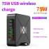 5 in 1 USB Hub 75W Multiport USB Charging Station Hub Adapter PD USB Splitter QC3 0 Fast Charging Rotation Stand UK Plug